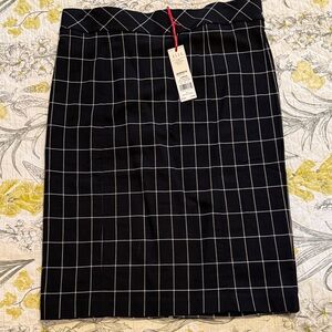 Elle Black and White Grid Pencil Skirt